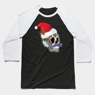 Day Of The Dead Christmas Santa Hat Sugar Skull Party Baseball T-Shirt